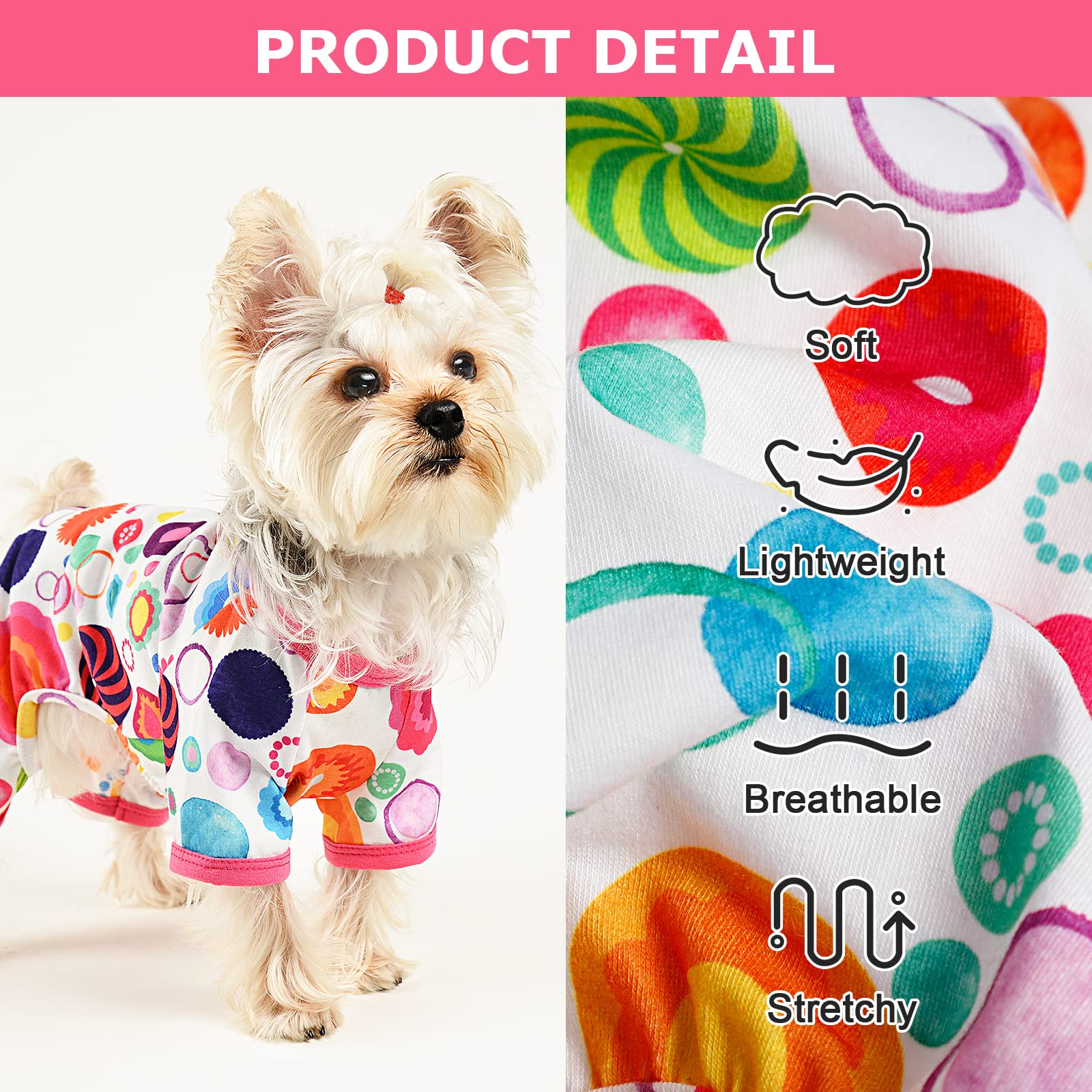 Dog Pajamas Pjs Summer Dog Clothes For Small Dogs Girl - Boy - Medium Size Dogs, Soft Stretchy Puppy Clothes Fall Xs Doggie Ones